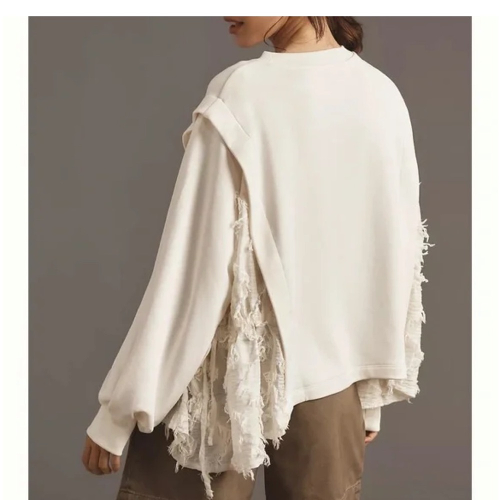 Anthropologie Sweatshirt with Lace side Panels, NWOT